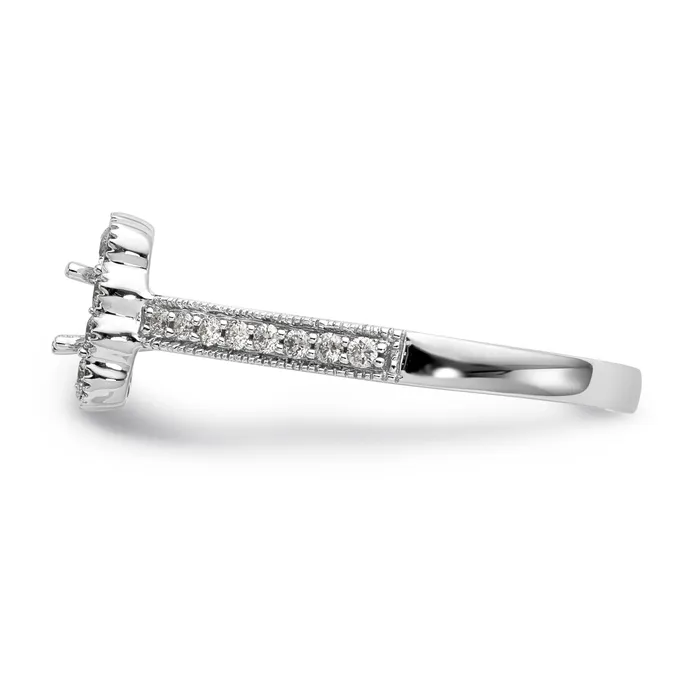 Goldiacom Rings 14K White Gold Peg Set Simulated Diamond Cushion Halo Engagement Ring