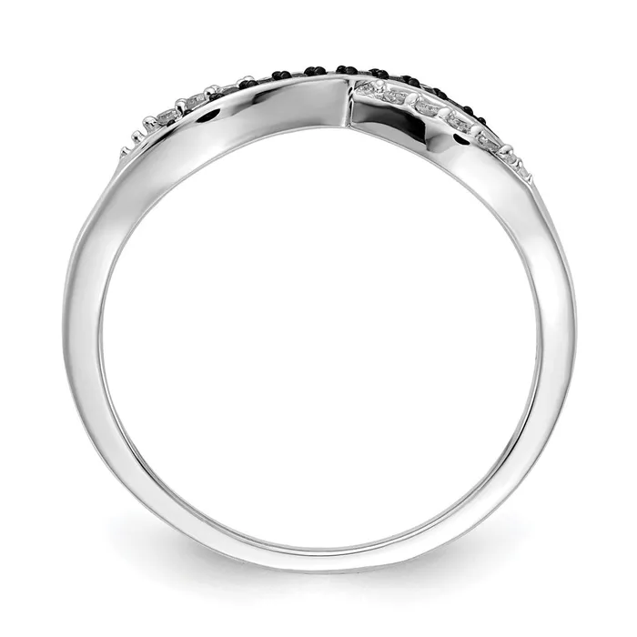 Goldiacom Rings 14k White Gold w Blue and White Real Diamond Crisscross Ring