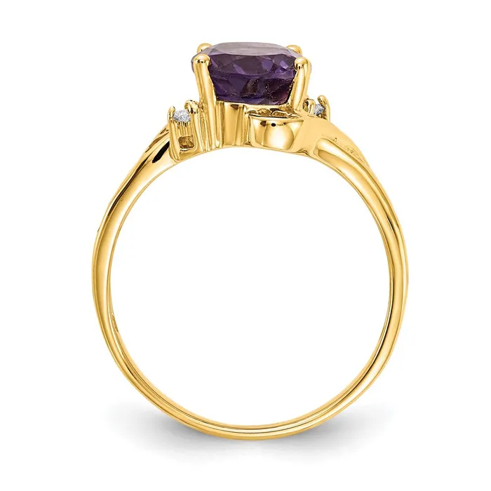 Goldiacom Rings 14K Yellow Gold 9x7mm Oval Amethyst Checker A Real Diamond ring