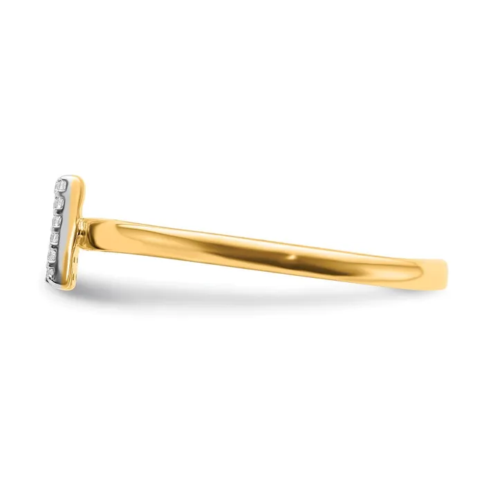 Goldiacom Rings 14k Yellow Gold Real Diamond Initial M Ring