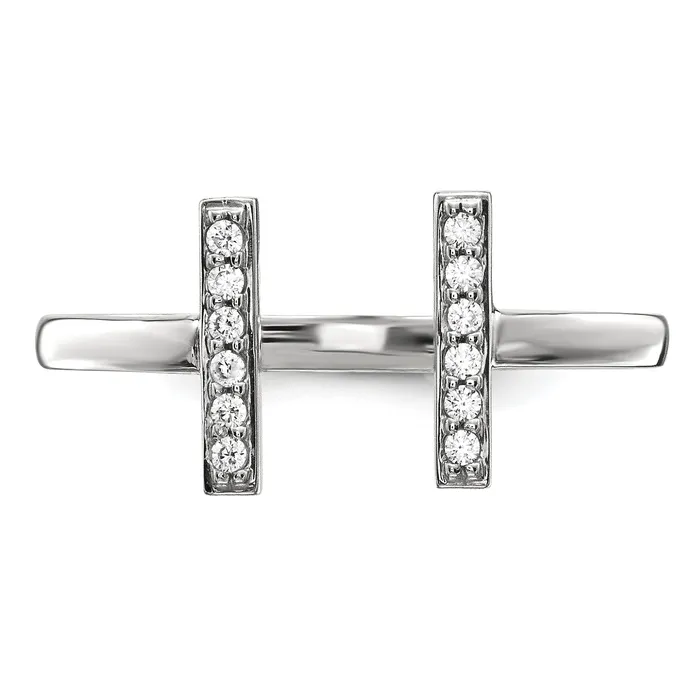 Goldiacom Rings 14kw Diamond Double Bar Ring
