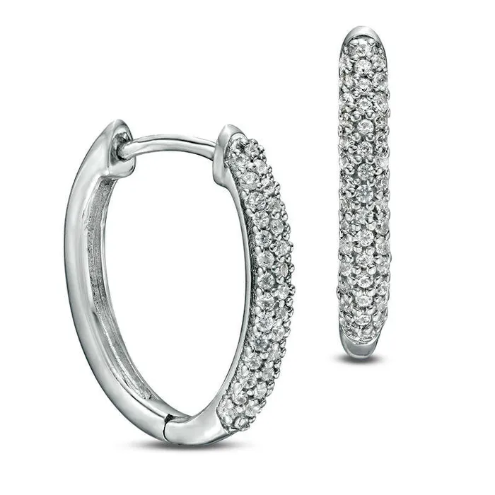 Goldia Earrings 025 CT TW Diamond Hoop Earrings in 10K White Gold