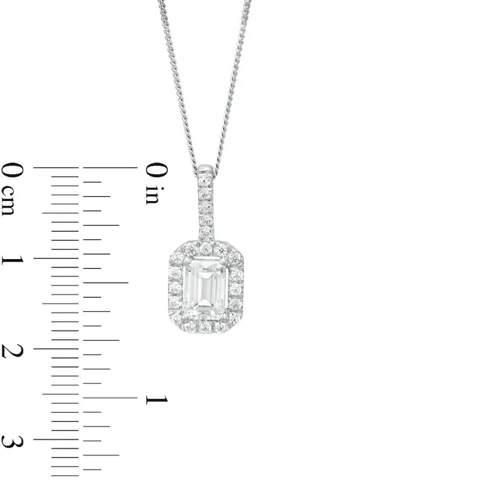 Goldia Earrings 1 CT TW Certified EmeraldCut Natural Diamond Octagonal Frame Drop Pendant in 14K White Gold II1 Goldia Earrings 1 CT TW Certified EmeraldCut Natural Diamond Octagonal Frame Drop Pendant in 14K White Gold II1