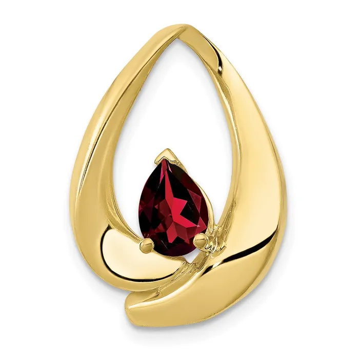 Goldia Earrings 10K Yellow Gold 7x5mm Pear Garnet Slide
