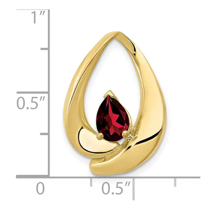 Goldia Earrings 10K Yellow Gold 7x5mm Pear Garnet Slide