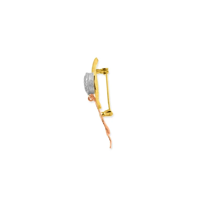 Goldia Earrings 14k TriColor Gold Filigree Diamondcut Hat Pin