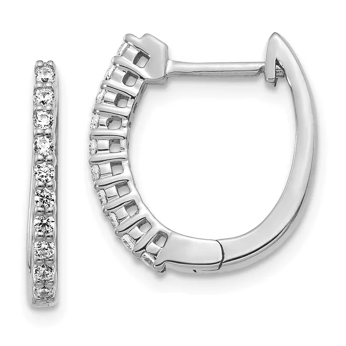 Goldia Earrings 14k White Gold 14 Ct Lab Grown Diamond VSSI G Hinged Hoop Earrings