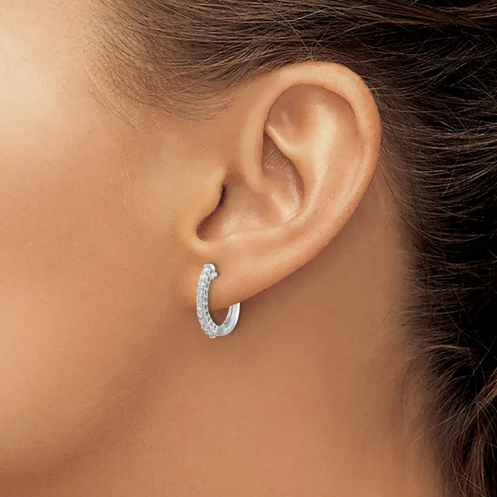 Goldia Earrings 14k White Gold 14 Ct Lab Grown Diamond VSSI G Hinged Hoop Earrings