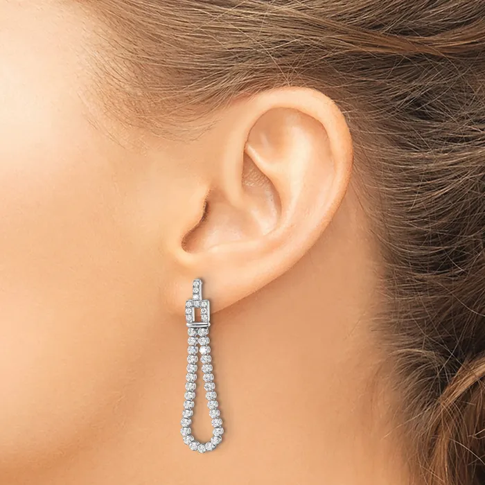 Goldia Earrings 14k White Gold 1 58 Ct Lab Grown Diamond VSSI G Dangle Loop Post Earrings