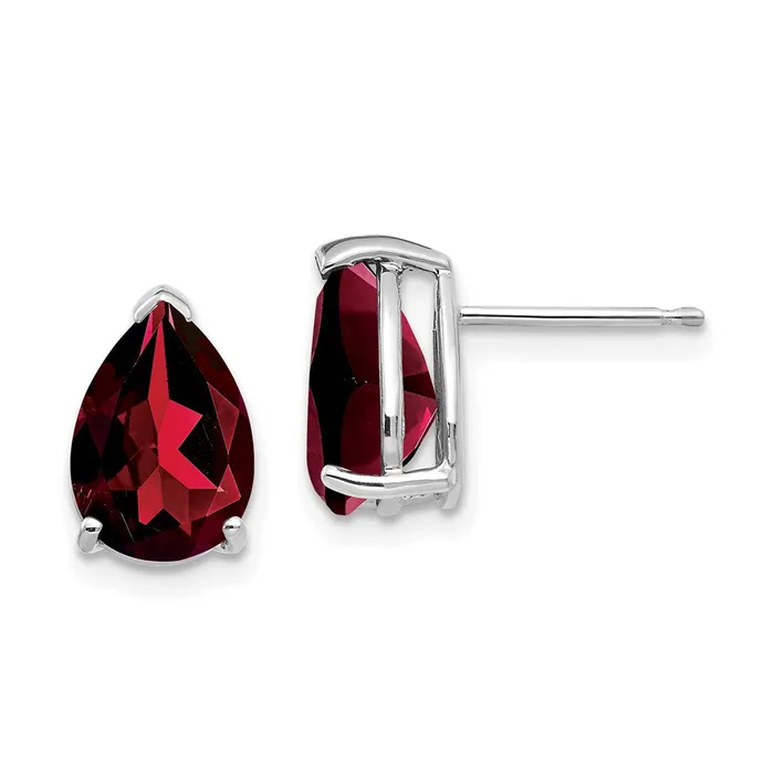 Goldia Earrings 14k White Gold 10x7mm Pear Garnet Earrings