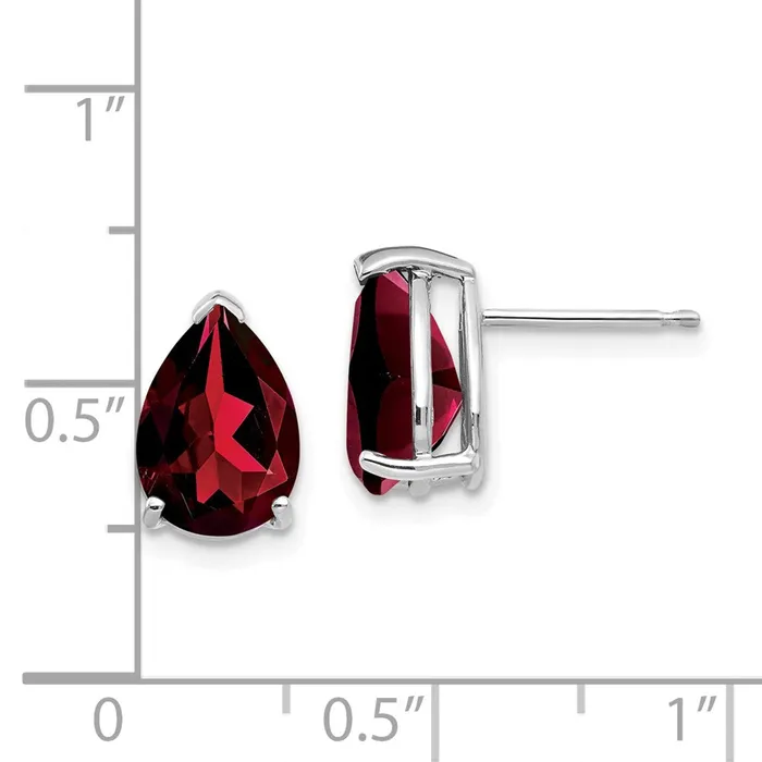 Goldia Earrings 14k White Gold 10x7mm Pear Garnet Earrings