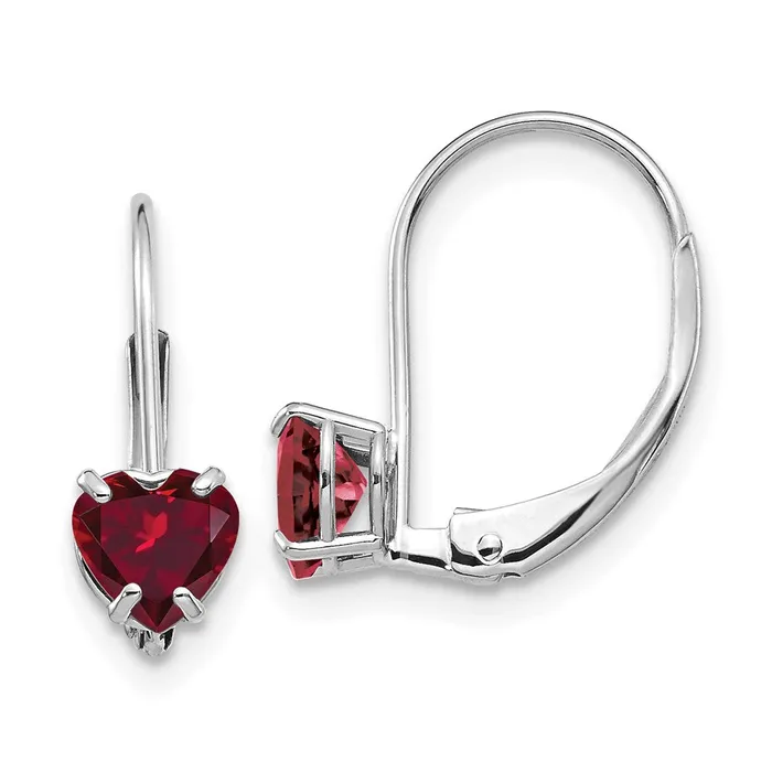 Goldia Earrings 14k White Gold 5mm Heart Created Ruby Earrings