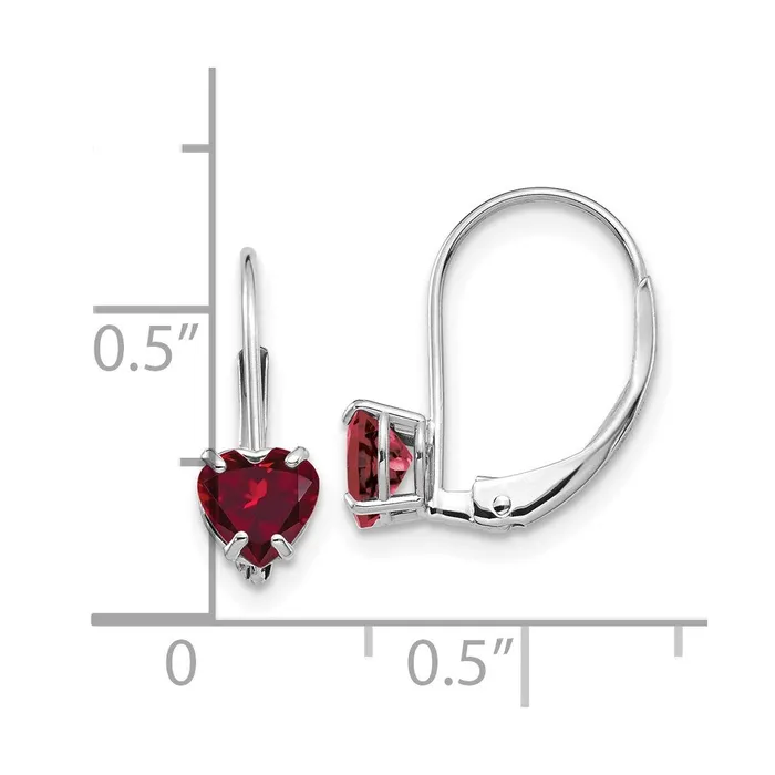 Goldia Earrings 14k White Gold 5mm Heart Created Ruby Earrings