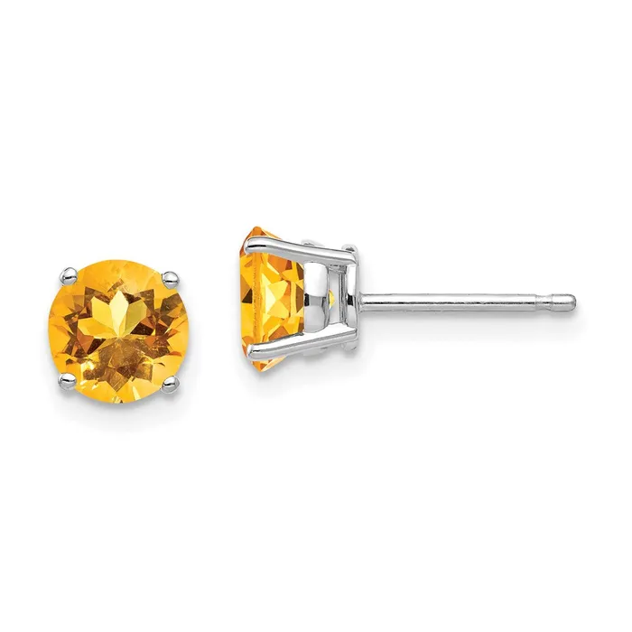Goldia Earrings 14k White Gold 6mm Citrine Earrings