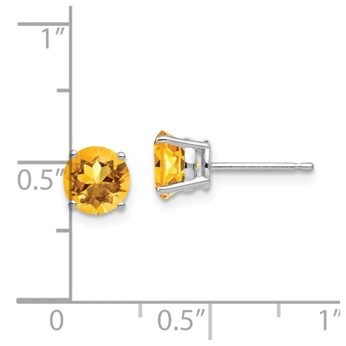 Goldia Earrings 14k White Gold 6mm Citrine Earrings