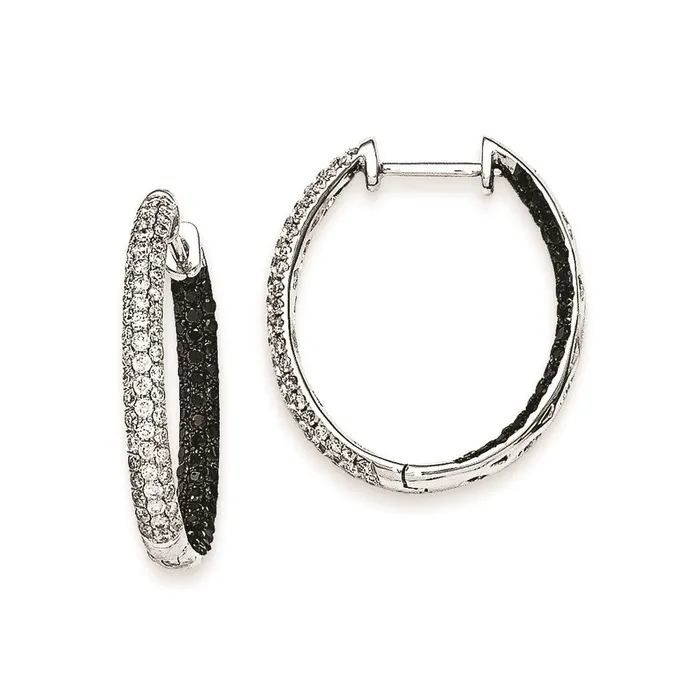 Goldia Earrings 14k White Gold Black u0026 White Real Diamond InOut Hoop Earrings Goldia Earrings 14k White Gold Black u0026 White Real Diamond InOut Hoop Earrings