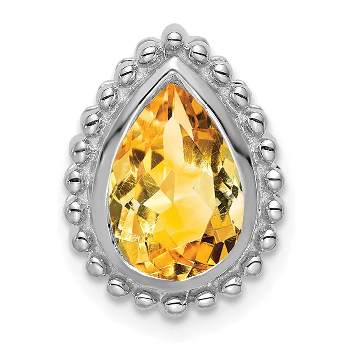 Goldia Earrings 14k White Gold Pear Citrine Chain Slide