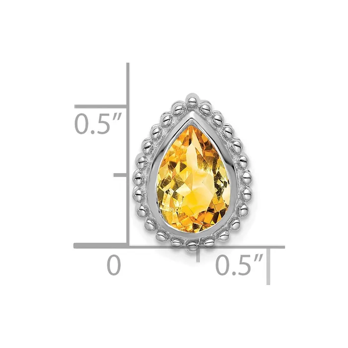 Goldia Earrings 14k White Gold Pear Citrine Chain Slide