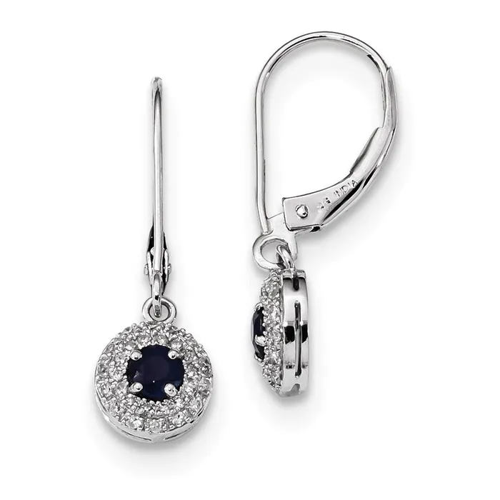 Goldia Earrings 14k White Gold Real Diamond Halo Sapphire Leverback Dangle Earrings Goldia Earrings 14k White Gold Real Diamond Halo Sapphire Leverback Dangle Earrings