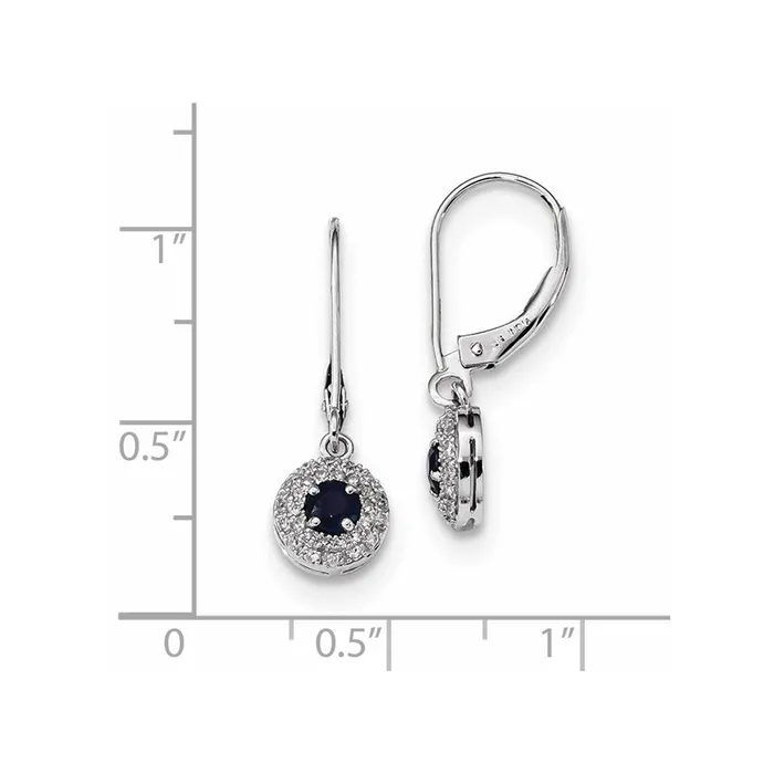 Goldia Earrings 14k White Gold Real Diamond Halo Sapphire Leverback Dangle Earrings