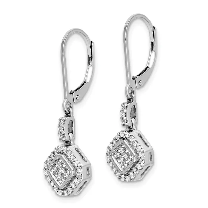 Goldia Earrings 14k White Gold Real Diamond Leverback Earrings