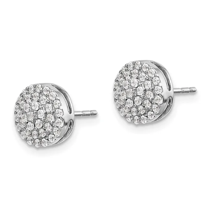 Goldia Earrings 14k White Gold Real Diamond Round Cluster Post Earrings