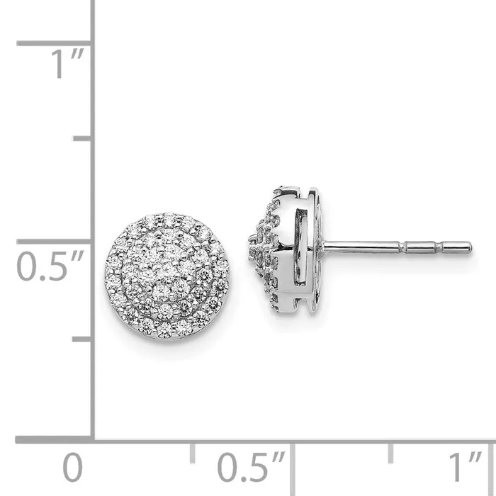 Goldia Earrings 14k White Gold Real Diamond Round Cluster Post Earrings