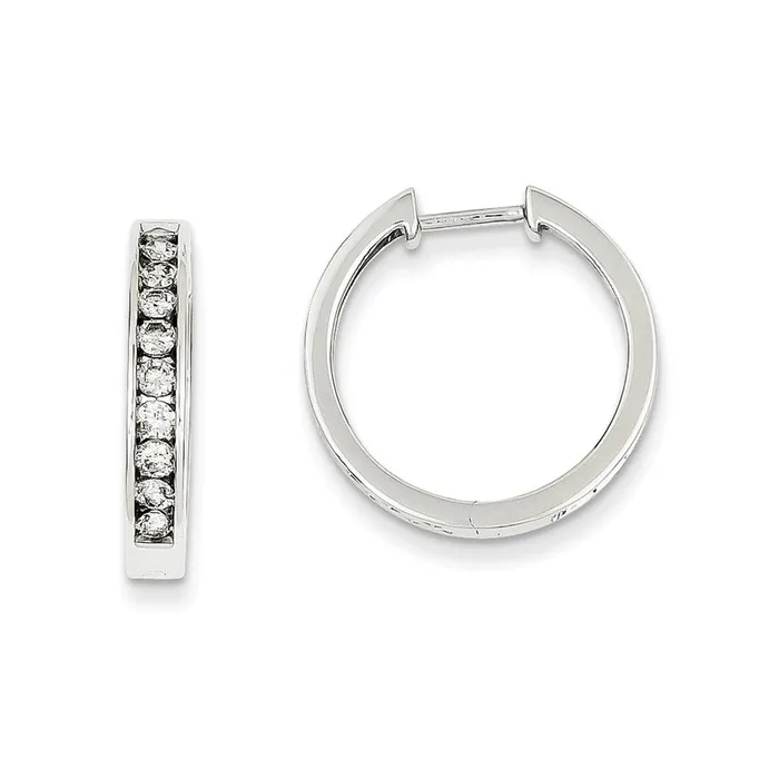 Goldia Earrings 14k White Gold Real Diamond Small Hinged Hoop Earrings Goldia Earrings 14k White Gold Real Diamond Small Hinged Hoop Earrings