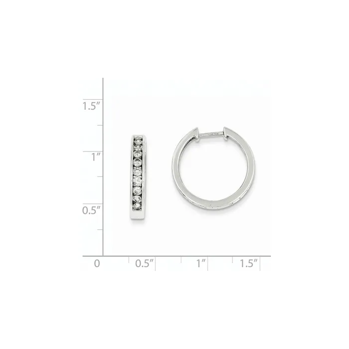 Goldia Earrings 14k White Gold Real Diamond Small Hinged Hoop Earrings