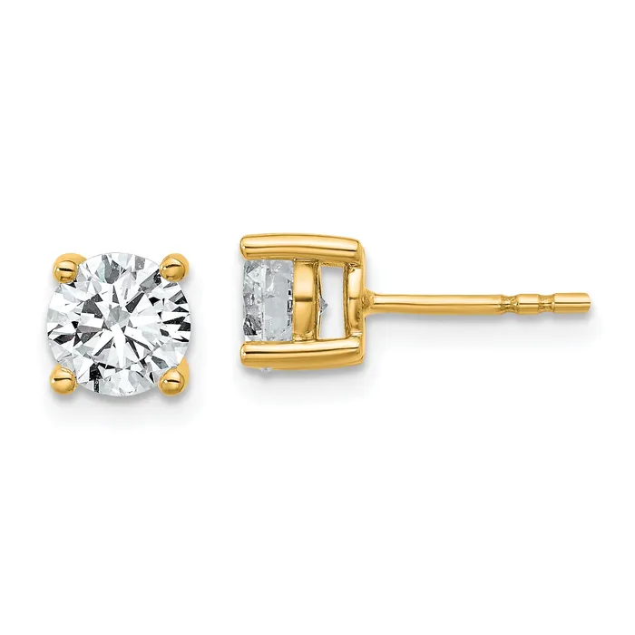 Goldia Earrings 14k Yellow Gold 1 34 ctw Lab Grown Diamond VSSI G Round 4 Prong Heavy Wt Stud Earrings