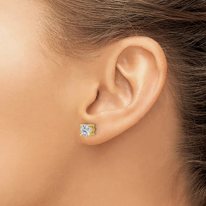 Goldia Earrings 14k Yellow Gold 1 34 ctw Lab Grown Diamond VSSI G Round 4 Prong Heavy Wt Stud Earrings