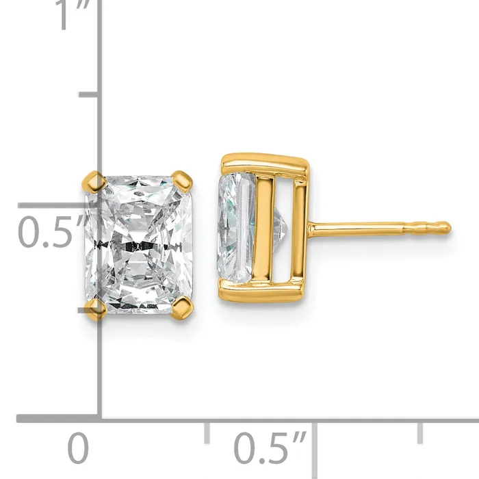 Goldia Earrings 14k Yellow Gold 4 ctw Lab Grown Diamond VSSI G Radiant 4 Prong Heavy Wt Stud Earrings