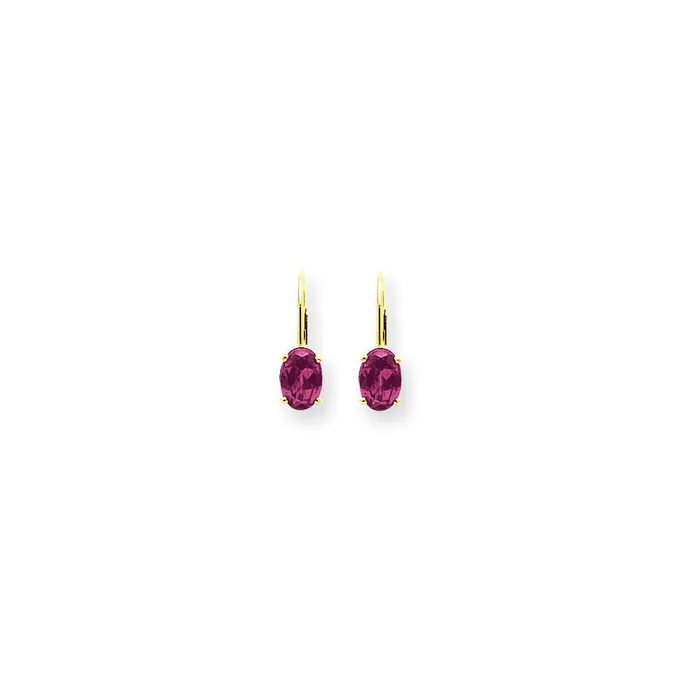 Goldia Earrings 14k Yellow Gold 7x5mm Oval Pink Sapphire leverback Earrings Goldia Earrings 14k Yellow Gold 7x5mm Oval Pink Sapphire leverback Earrings