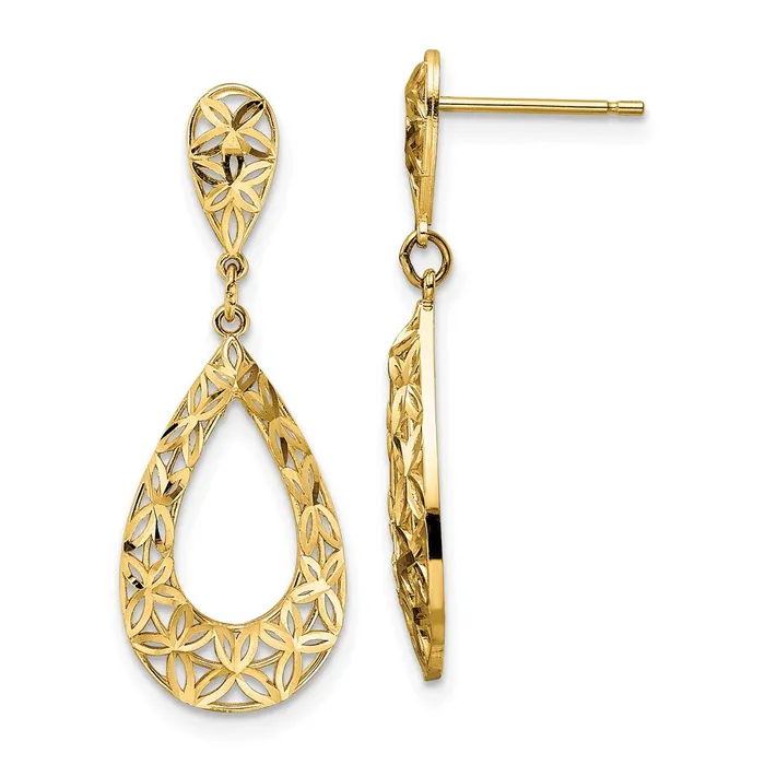 Goldia Earrings 14k Yellow Gold DC Dangle Post Earrings