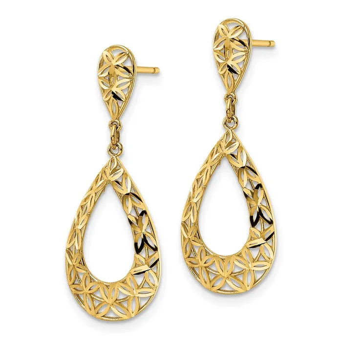 Goldia Earrings 14k Yellow Gold DC Dangle Post Earrings