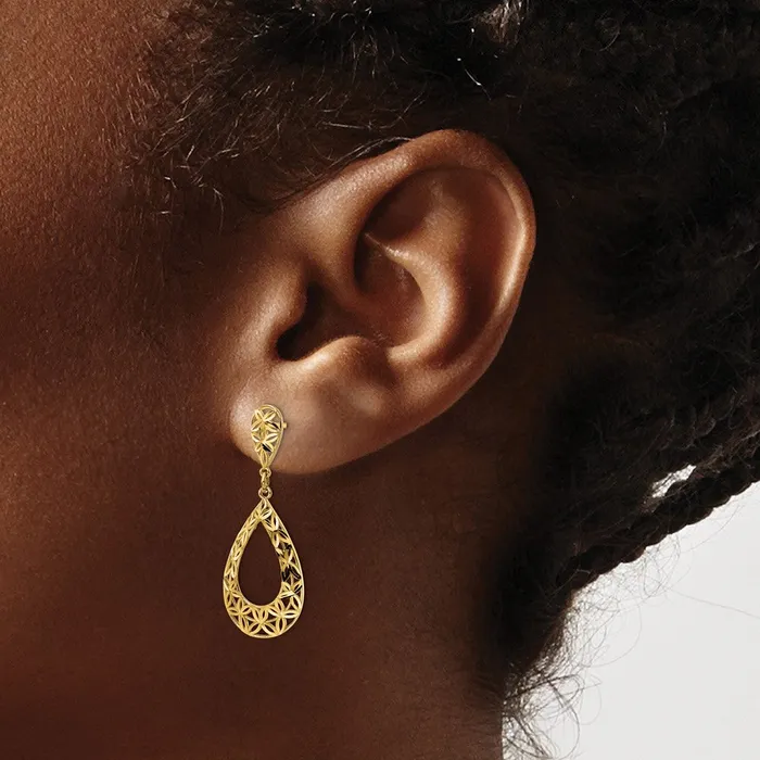 Goldia Earrings 14k Yellow Gold DC Dangle Post Earrings
