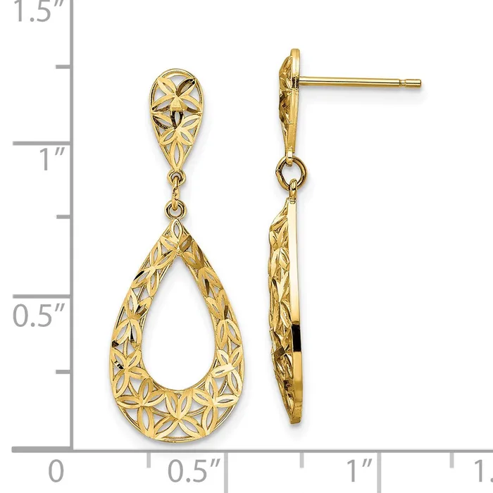 Goldia Earrings 14k Yellow Gold DC Dangle Post Earrings