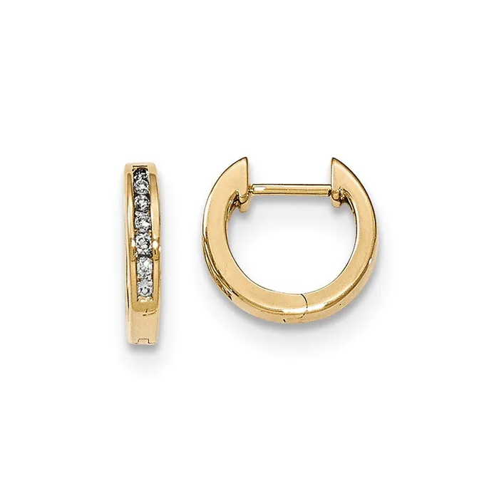 Goldia Earrings 14k Yellow Gold Polished Real Diamond Hinged Hoop Earrings Goldia Earrings 14k Yellow Gold Polished Real Diamond Hinged Hoop Earrings
