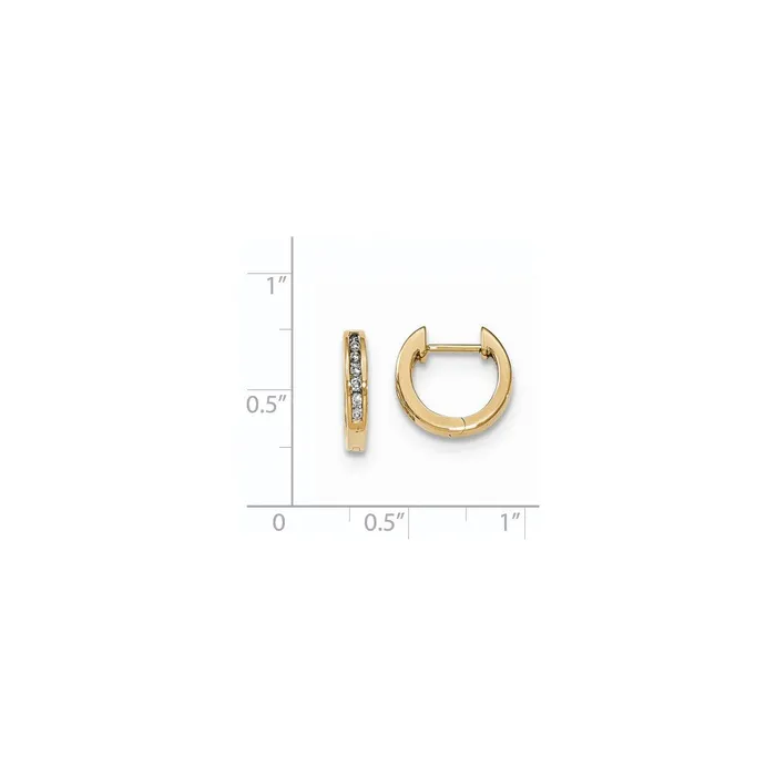 Goldia Earrings 14k Yellow Gold Polished Real Diamond Hinged Hoop Earrings