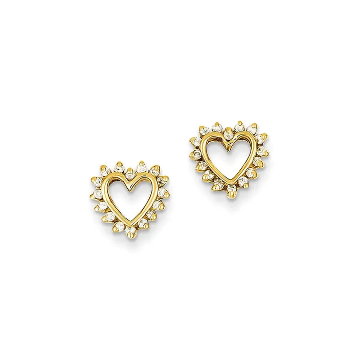 Goldia Earrings 14k Yellow Gold Real Diamond Heart Earrings