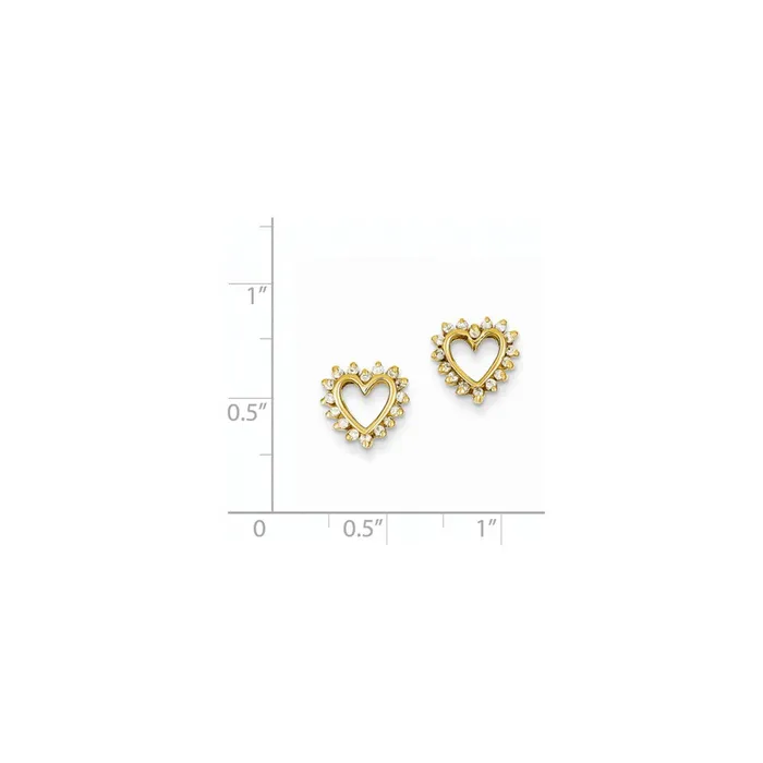 Goldia Earrings 14k Yellow Gold Real Diamond Heart Earrings