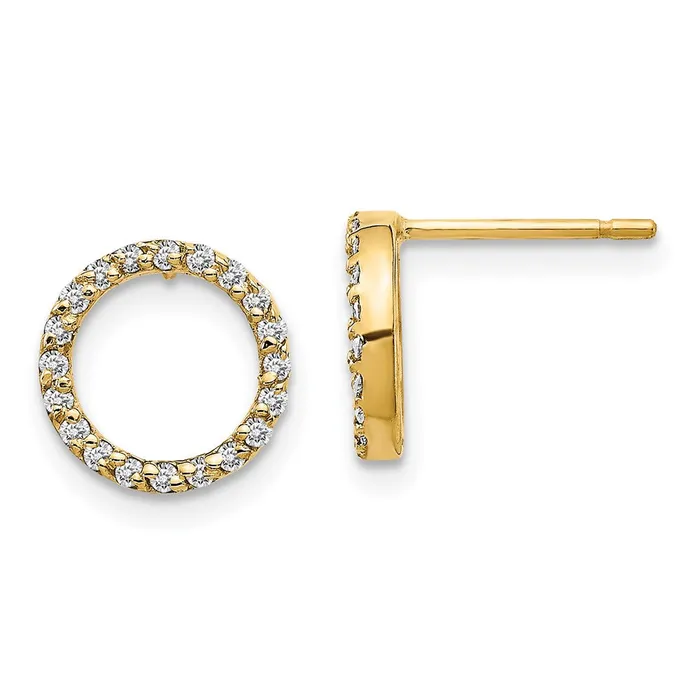 Goldia Earrings 14k Yellow Gold Real Diamond Open Circle Earrings