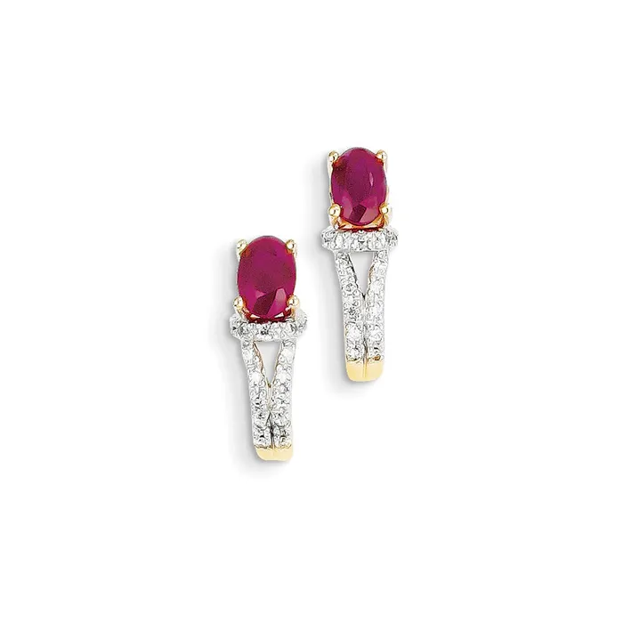 Goldia Earrings 14k Yellow Gold Real Diamond u0026 Ruby Earrings