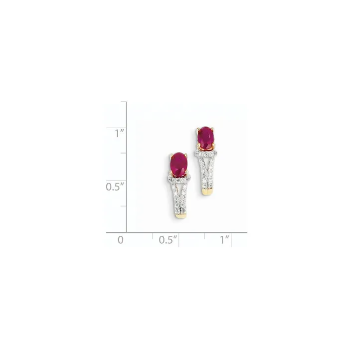 Goldia Earrings 14k Yellow Gold Real Diamond u0026 Ruby Earrings