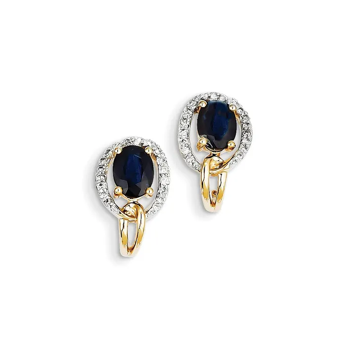 Goldia Earrings 14k Yellow Gold Real Diamond u0026 Sapphire Earrings