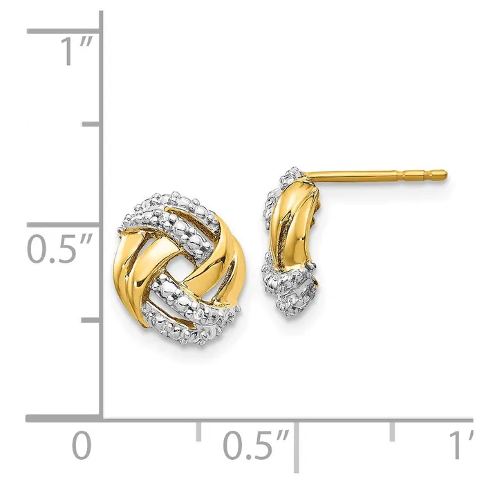 Goldia Earrings 14k Yellow Gold Real Diamond wRhodium Accents Round Post Earrings
