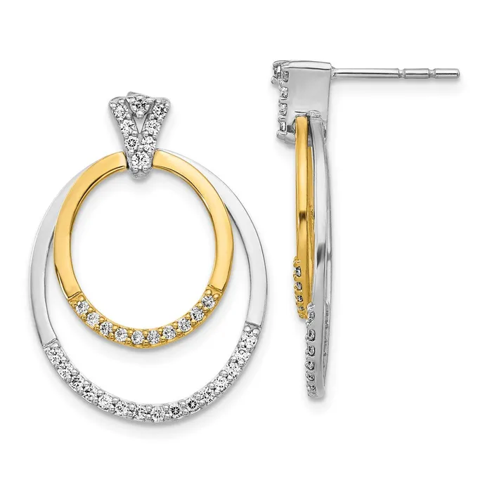Goldia Earrings 14k Yellow Gold Twotone Real Diamond Earrings