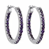 Goldia Earrings Amethyst InsideOut Hoop Earrings in Sterling Silver