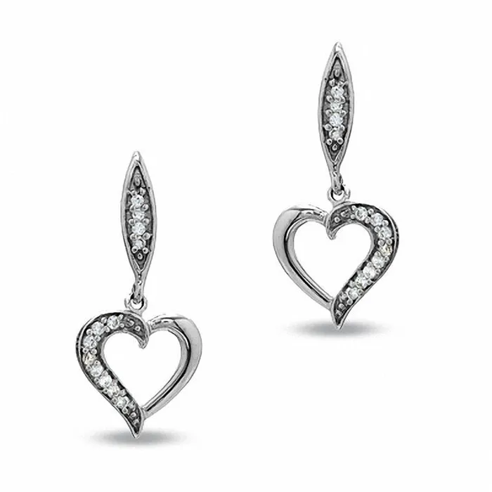 Goldia Earrings Diamond Accent Heart Dangle Earrings in 10K White Gold