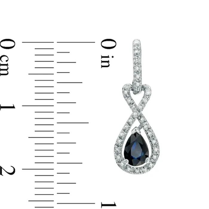 Goldia Earrings PearShaped Blue Sapphire and 017 CT TW Diamond Drop Earrings in 10K White Gold Goldia Earrings PearShaped Blue Sapphire and 017 CT TW Diamond Drop Earrings in 10K White Gold